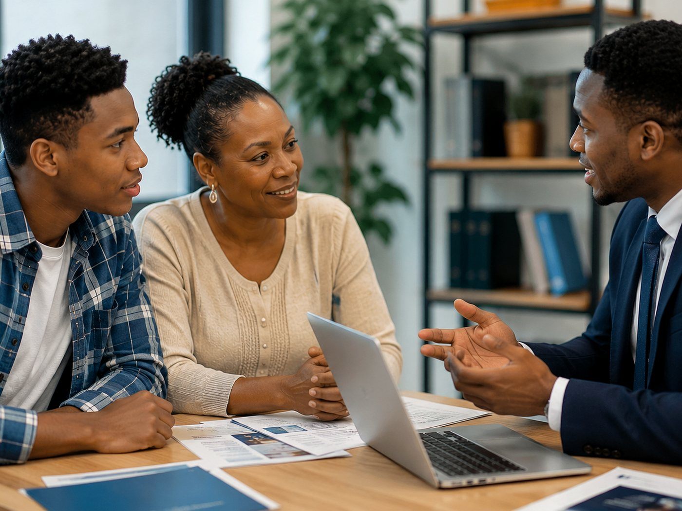 Family reviewing qualification recognition with an advisor